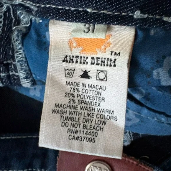 Antik Denim Womens Dark Blue Stretch Embellished Western Bootcut Jeans Size 31 - Picture 11 of 16